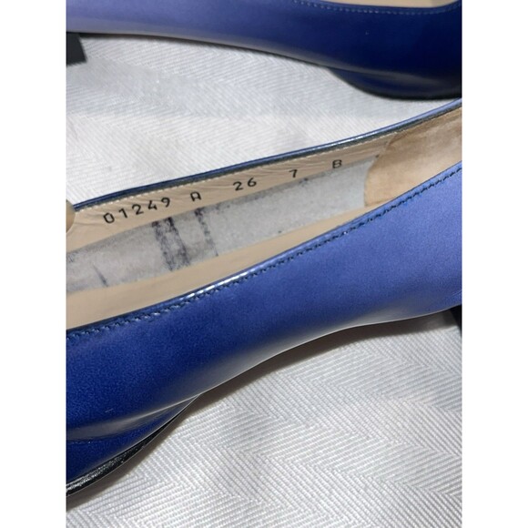 Salvatore Ferragamo Blue Ombré Leather Loafer Silver Signature Logo Women 7 B - Picture 8 of 16